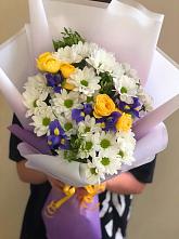 Букет цветов из:  Ирисы, Хризантемы и Розы #REPLACE_PRED# Токарево